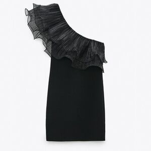 Zara one shoulder mini dress with Ruffle